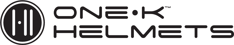 One K Helmets logo with circular emblem and bold black lettering.
