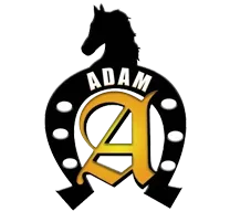 Adam Trailers logo featuring a horse silhouette over a horseshoe surrounding a gold letter A.